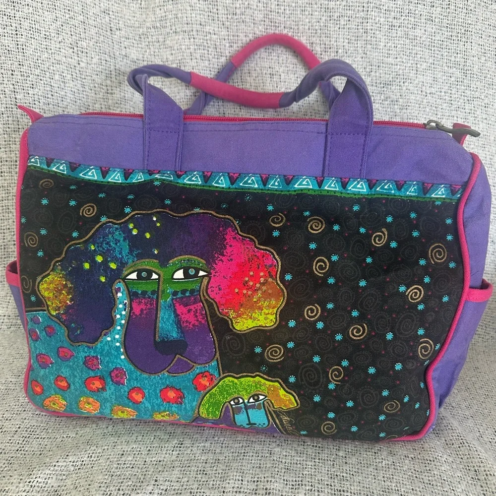 Laurel Burch Purple and Multicolor Artistic Laptop Bag